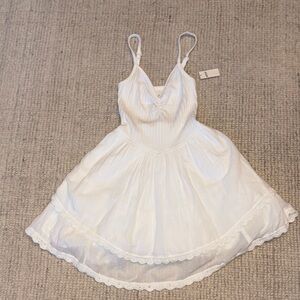 Aerie White Lace-Trim Sundress Slip - Women summer tank dress